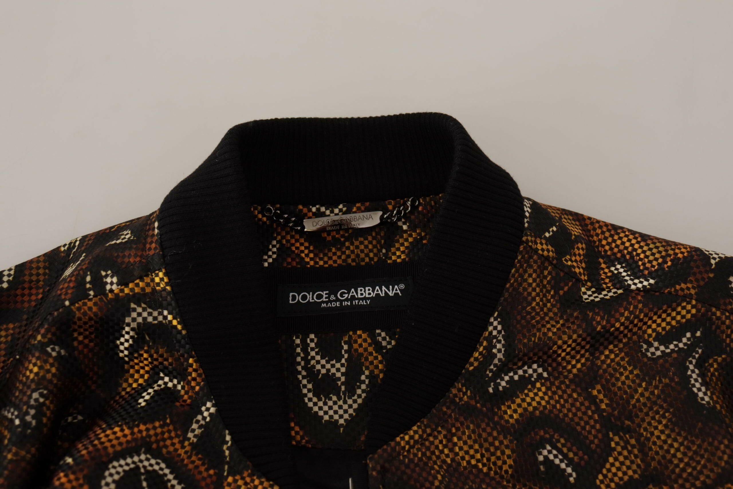 Dolce & Gabbana Brown Feather Full Zip Blouson Jacket -   -  Dolce & Gabbana.