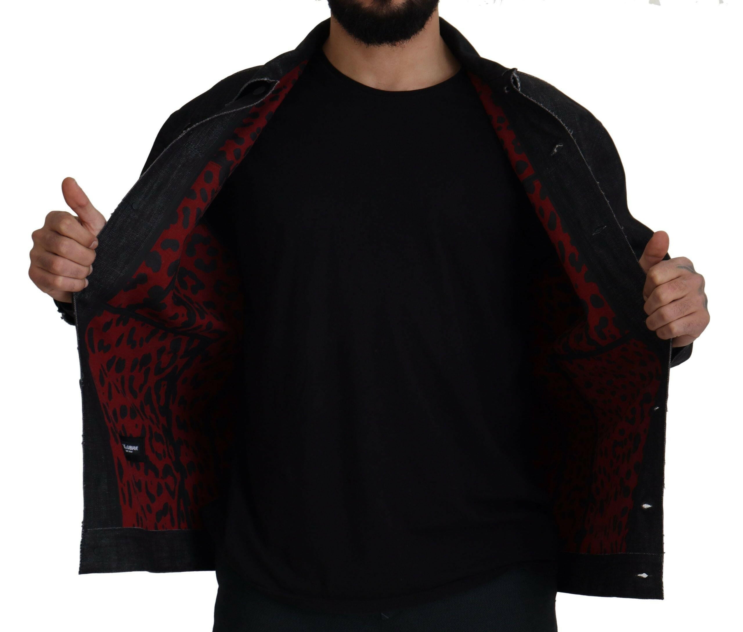 Dolce & Gabbana Black Cotton Full Button Denim Jacket -   -  Dolce & Gabbana.