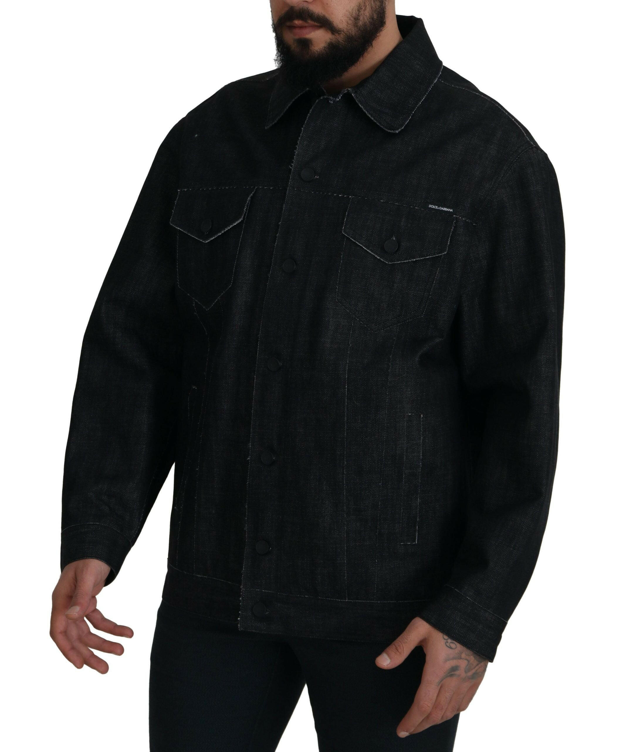 Dolce & Gabbana Black Cotton Full Button Denim Jacket -   -  Dolce & Gabbana.