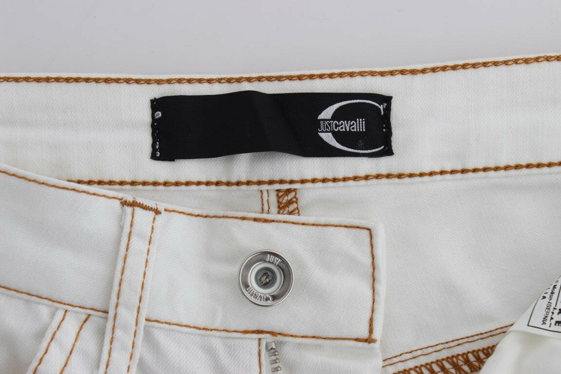 Cavalli White Cotton Blend Slim Fit Jeans -   -  Cavalli.