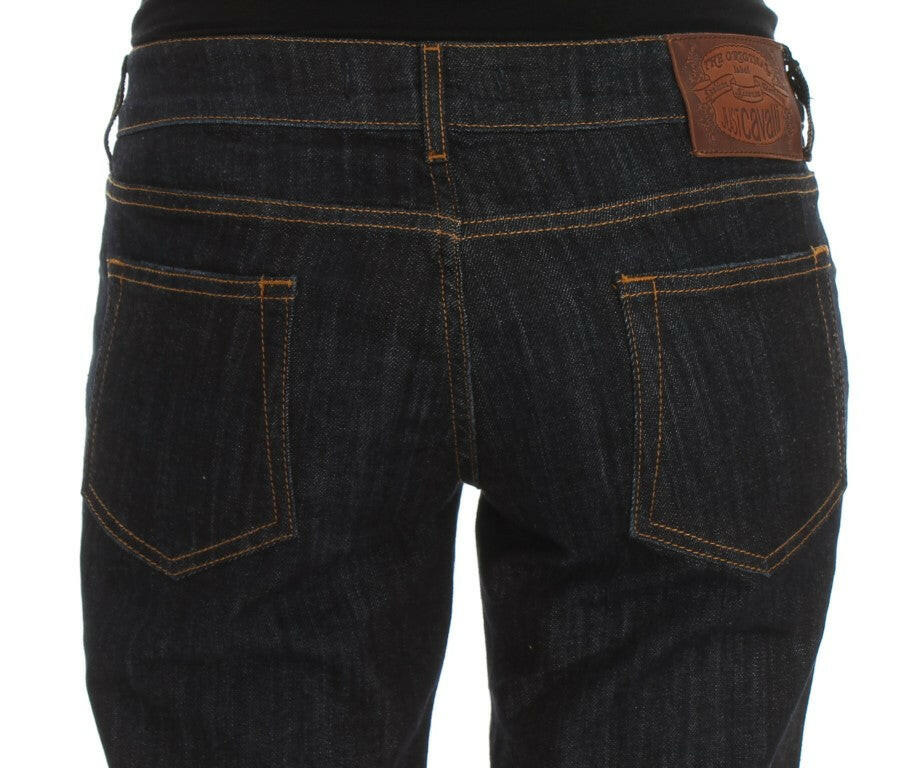 Cavalli Blue Cotton Straight Fit Stretch Jeans -   -  Cavalli.