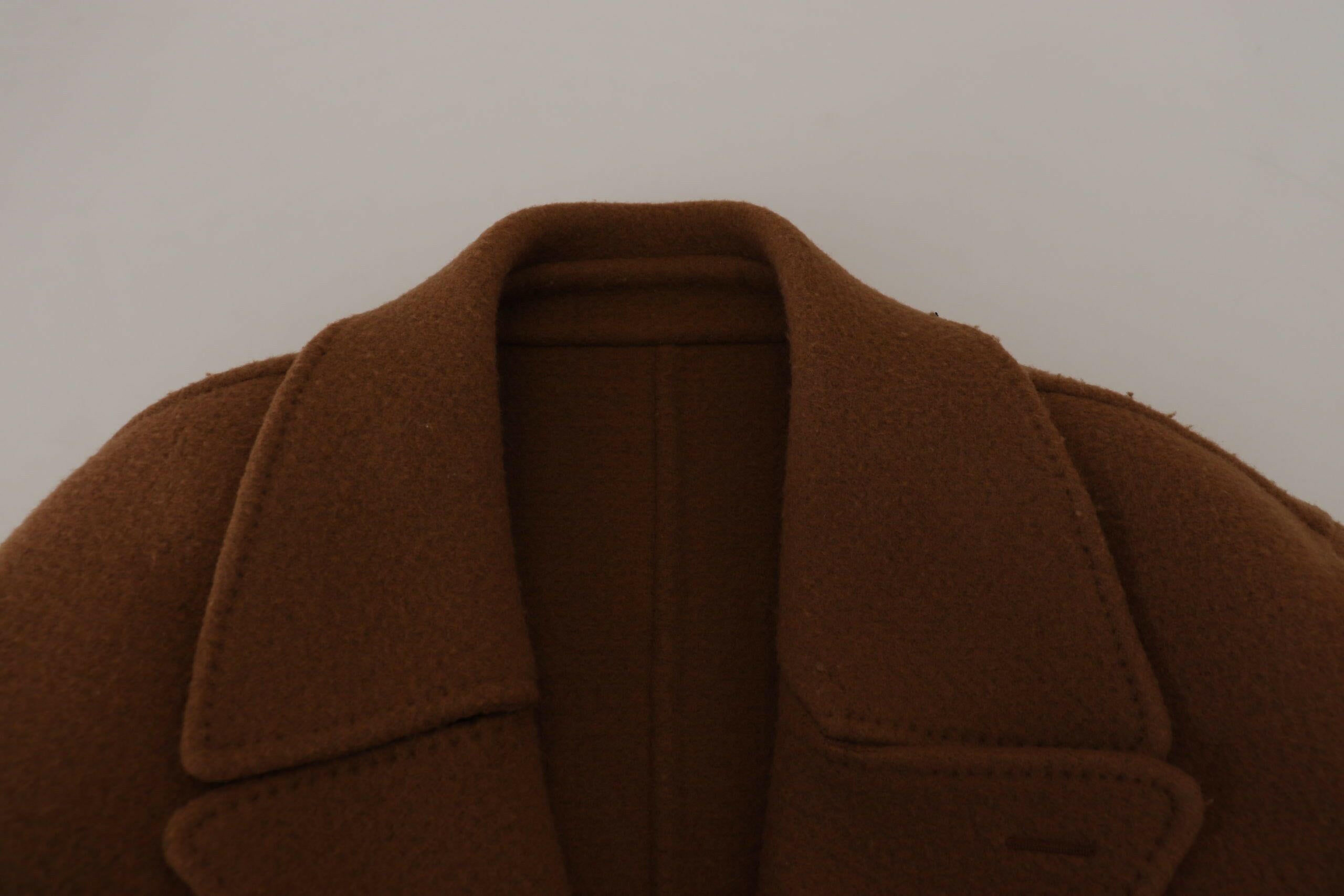 Dolce & Gabbana Brown Nylon Double Breasted Coat Jacket -   -  Dolce & Gabbana.