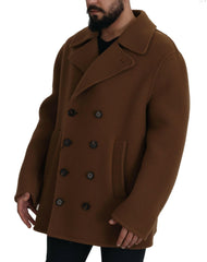 Dolce & Gabbana Brown Nylon Double Breasted Coat Jacket -   -  Dolce & Gabbana.
