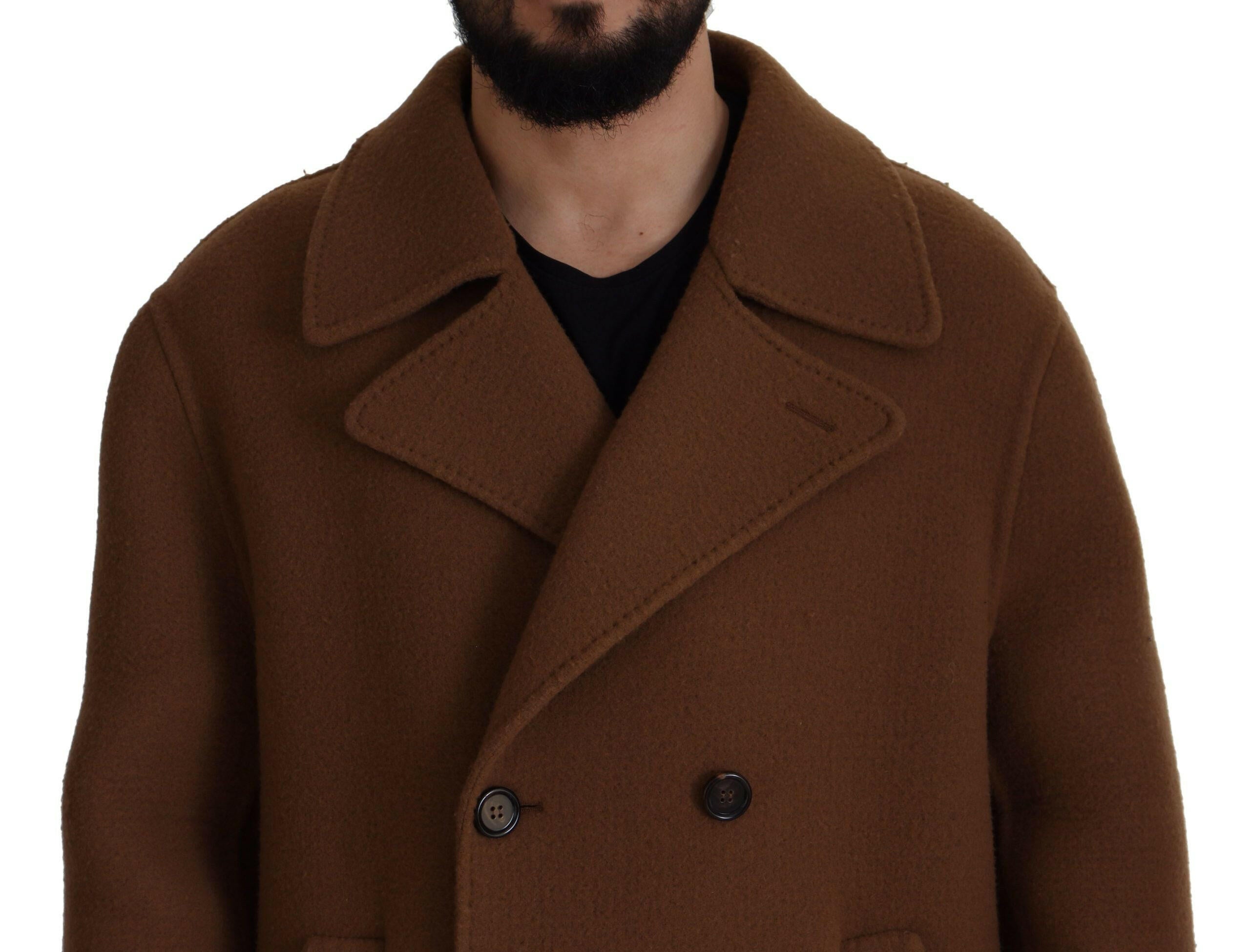 Dolce & Gabbana Brown Nylon Double Breasted Coat Jacket -   -  Dolce & Gabbana.