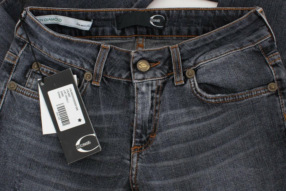 Cavalli Blue Wash Cotton Blend Slim Fit Jeans -   -  Cavalli.