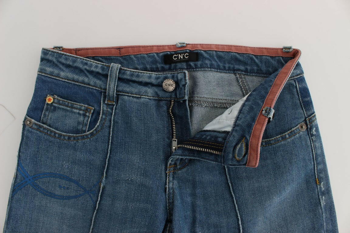Costume National Blue Cotton Slim Fit Cropped Jeans -   -  Costume National.