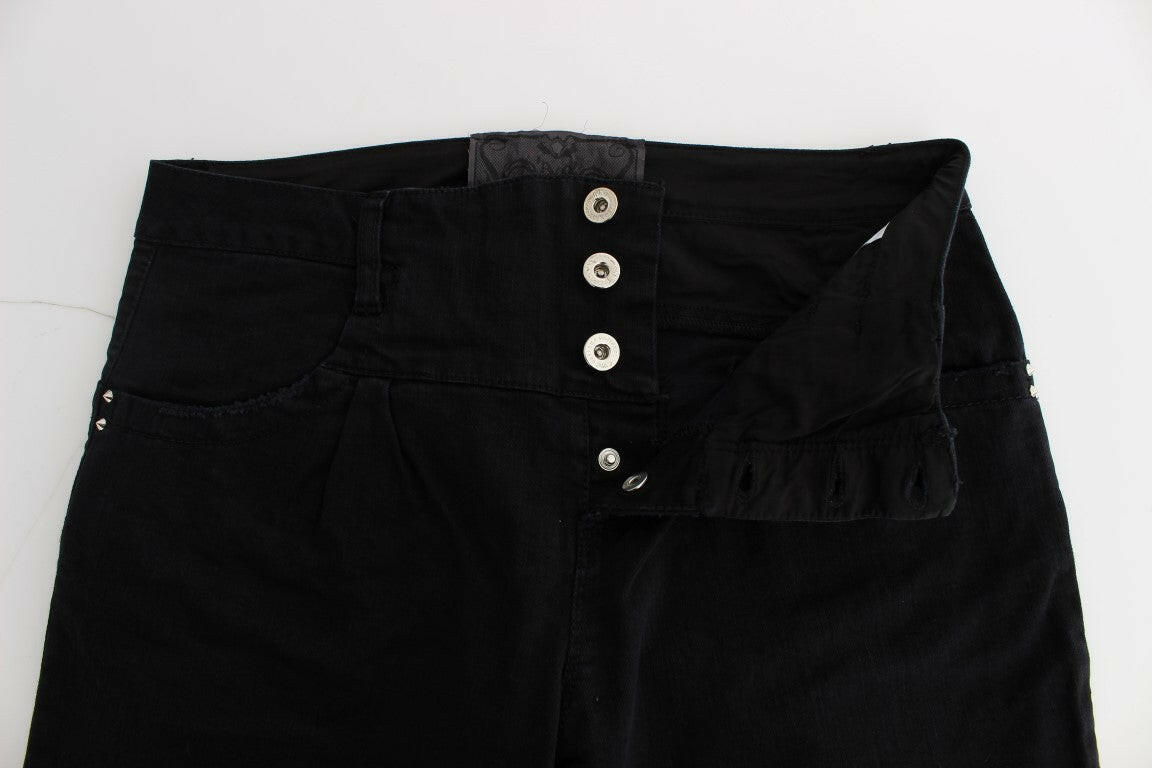 Costume National Black Cotton Slim Fit Cropped Jeans -   -  Costume National.
