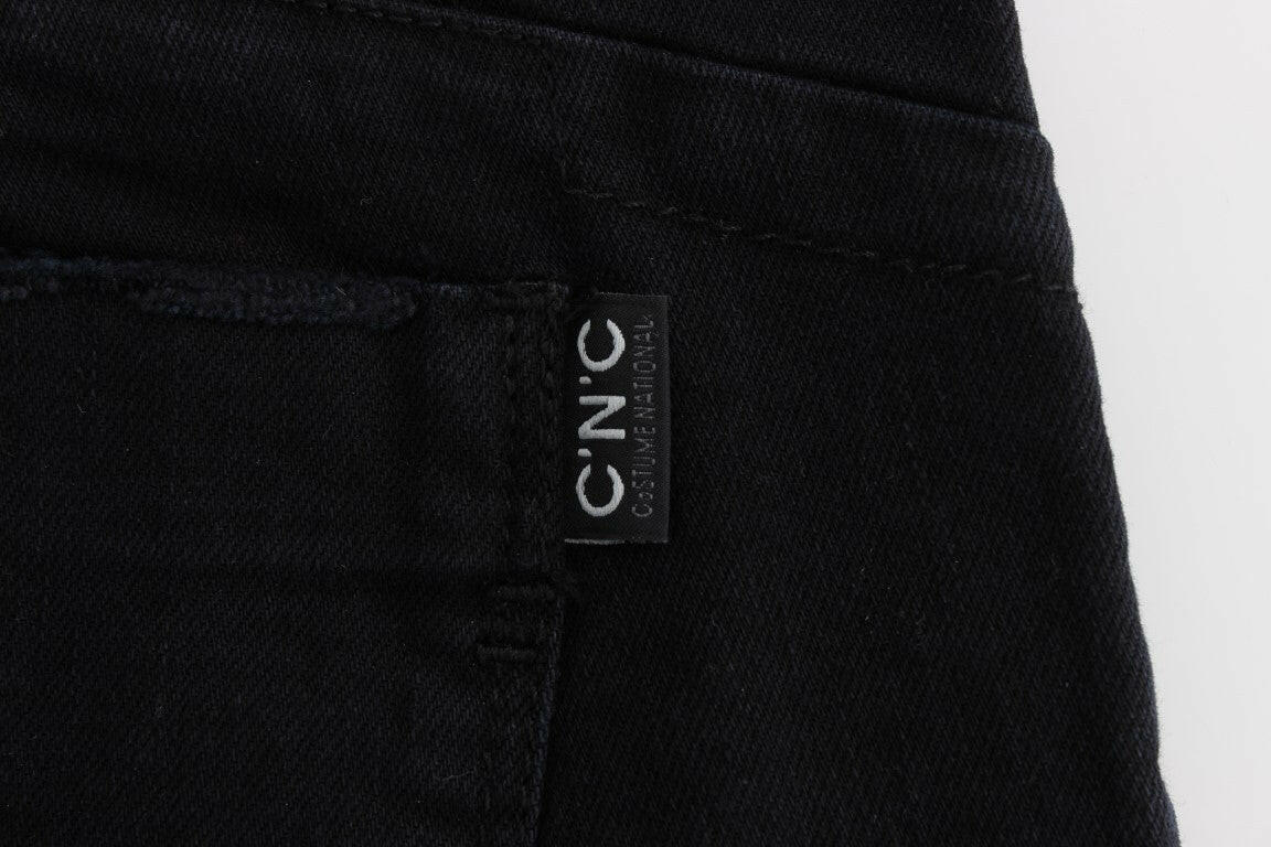 Costume National Black Cotton Slim Fit Cropped Jeans -   -  Costume National.