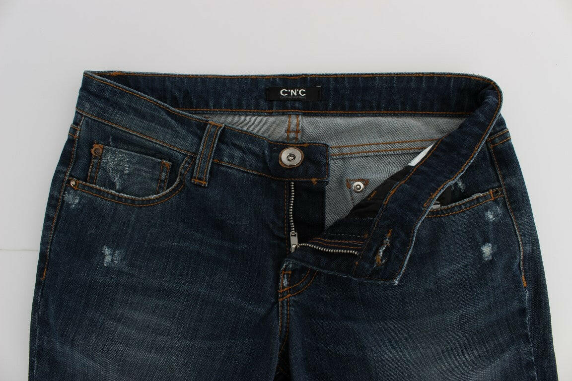 Costume National Blue Cotton Blend Bootcut Jeans -   -  Costume National.