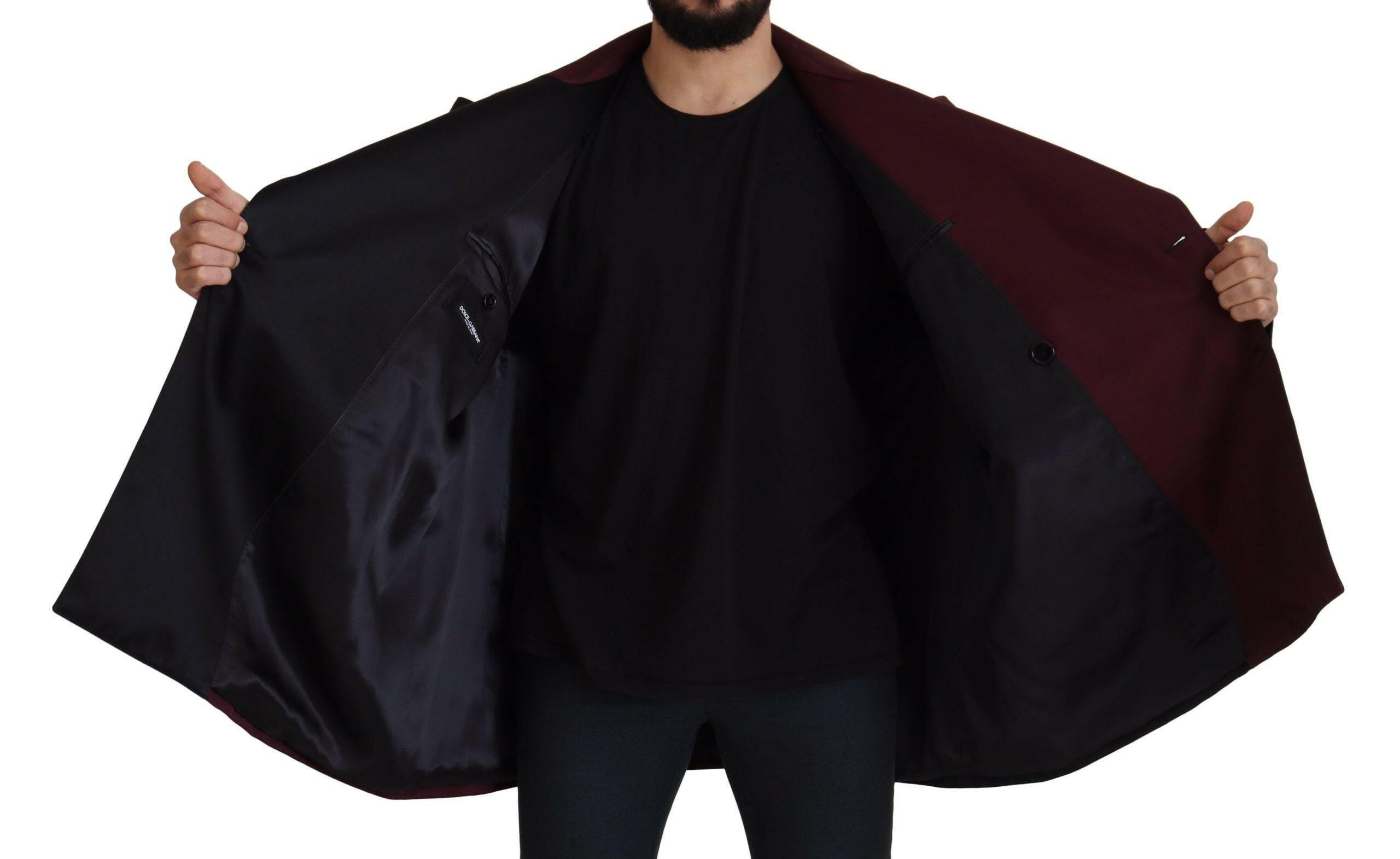 Dolce & Gabbana Bordeaux Polyester Double Breasted Jacket -   -  Dolce & Gabbana.