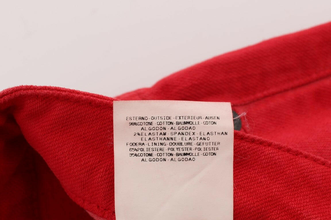 Costume National Red Cotton Blend Super Slim Fit Jeans -   -  Costume National.