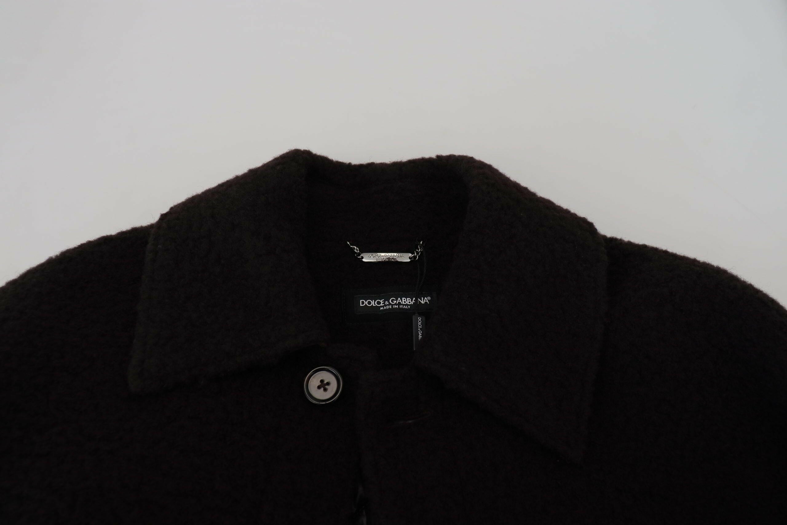 Dolce & Gabbana Black Alpaca Button Down Trench Coat Jacket -   -  Dolce & Gabbana.