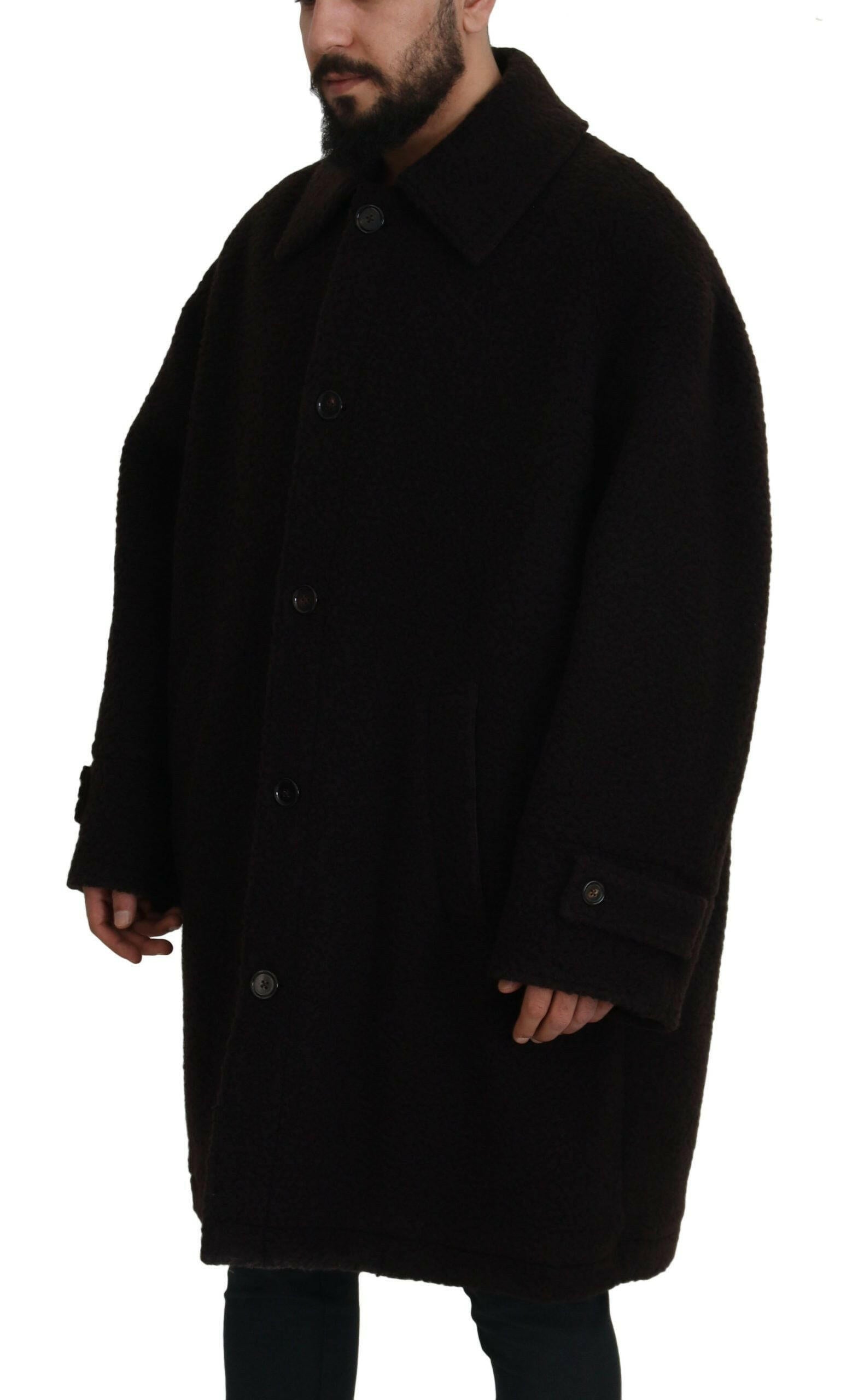 Dolce & Gabbana Black Alpaca Button Down Trench Coat Jacket -   -  Dolce & Gabbana.