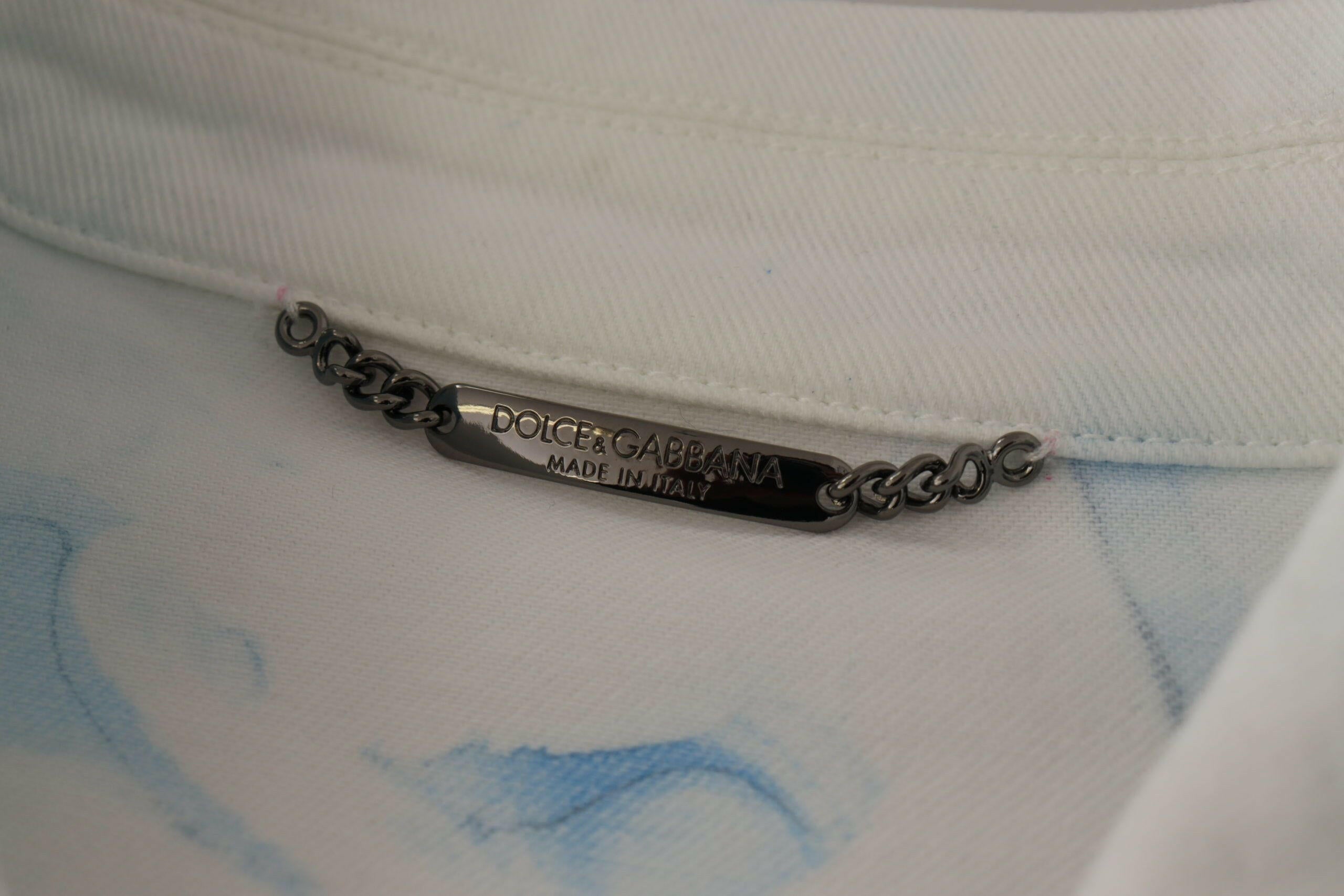 Dolce & Gabbana White Cotton Logo Embroidery Denim Jacket -   -  Dolce & Gabbana.