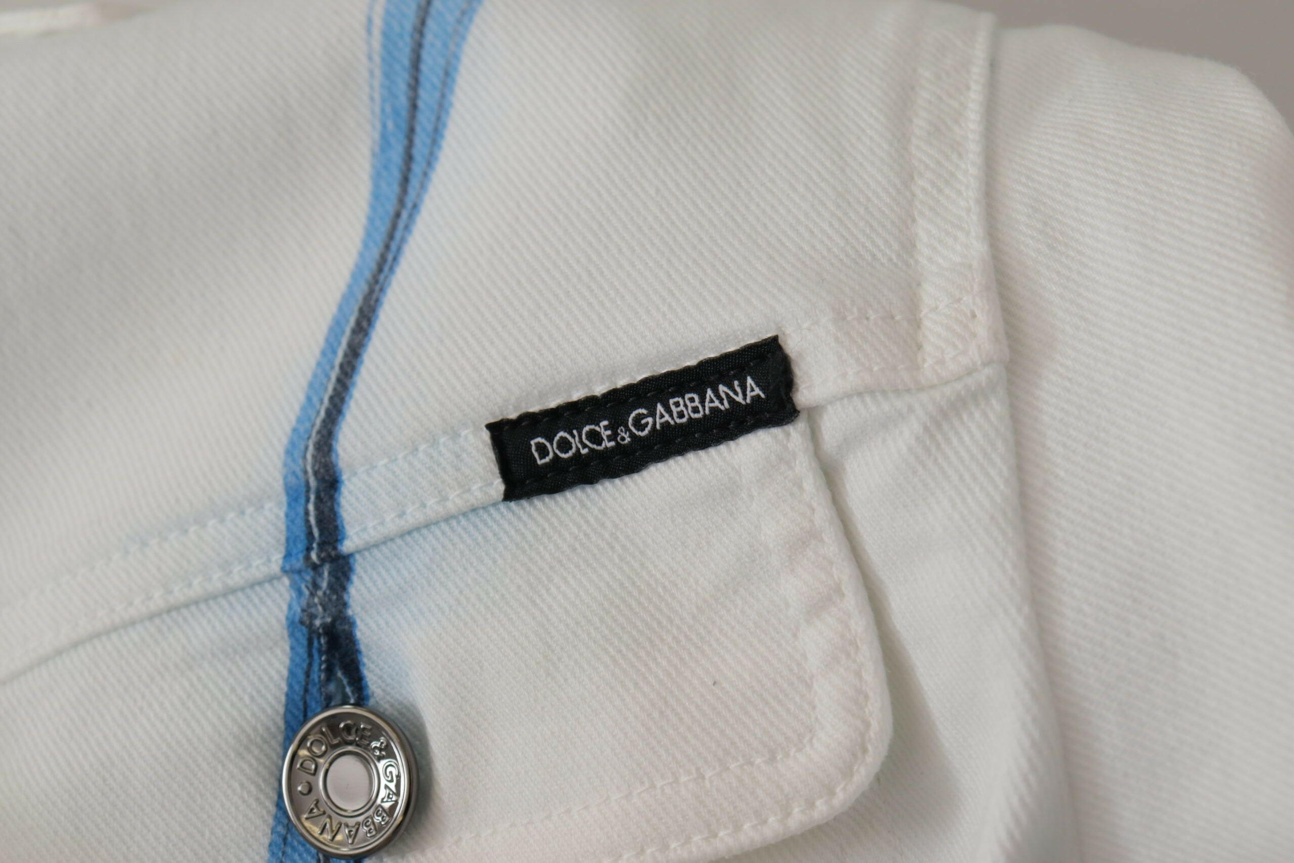 Dolce & Gabbana White Cotton Logo Embroidery Denim Jacket -   -  Dolce & Gabbana.