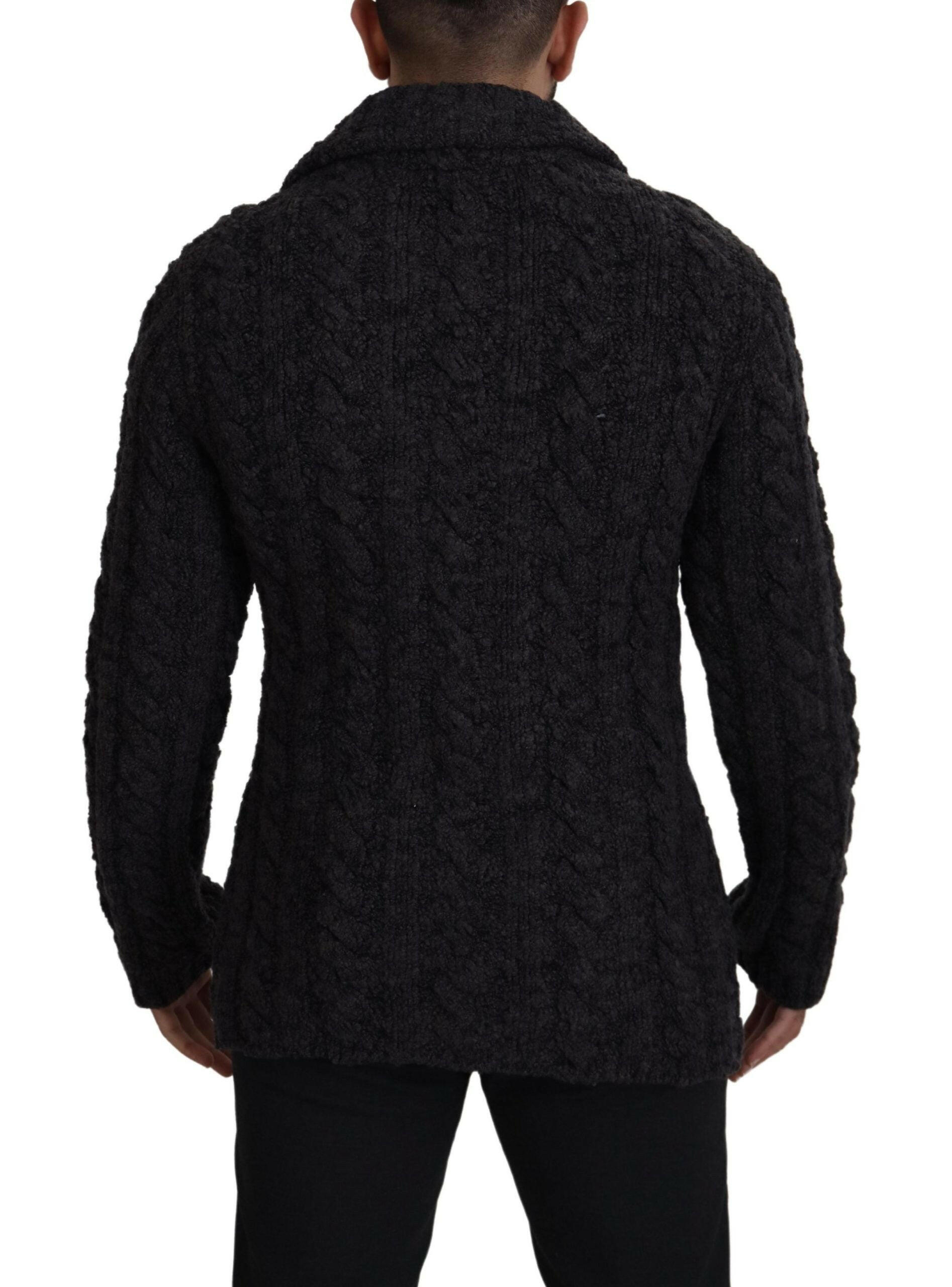 Dolce & Gabbana Black Wool Knit Double Breasted Coat Jacket -   -  Dolce & Gabbana.