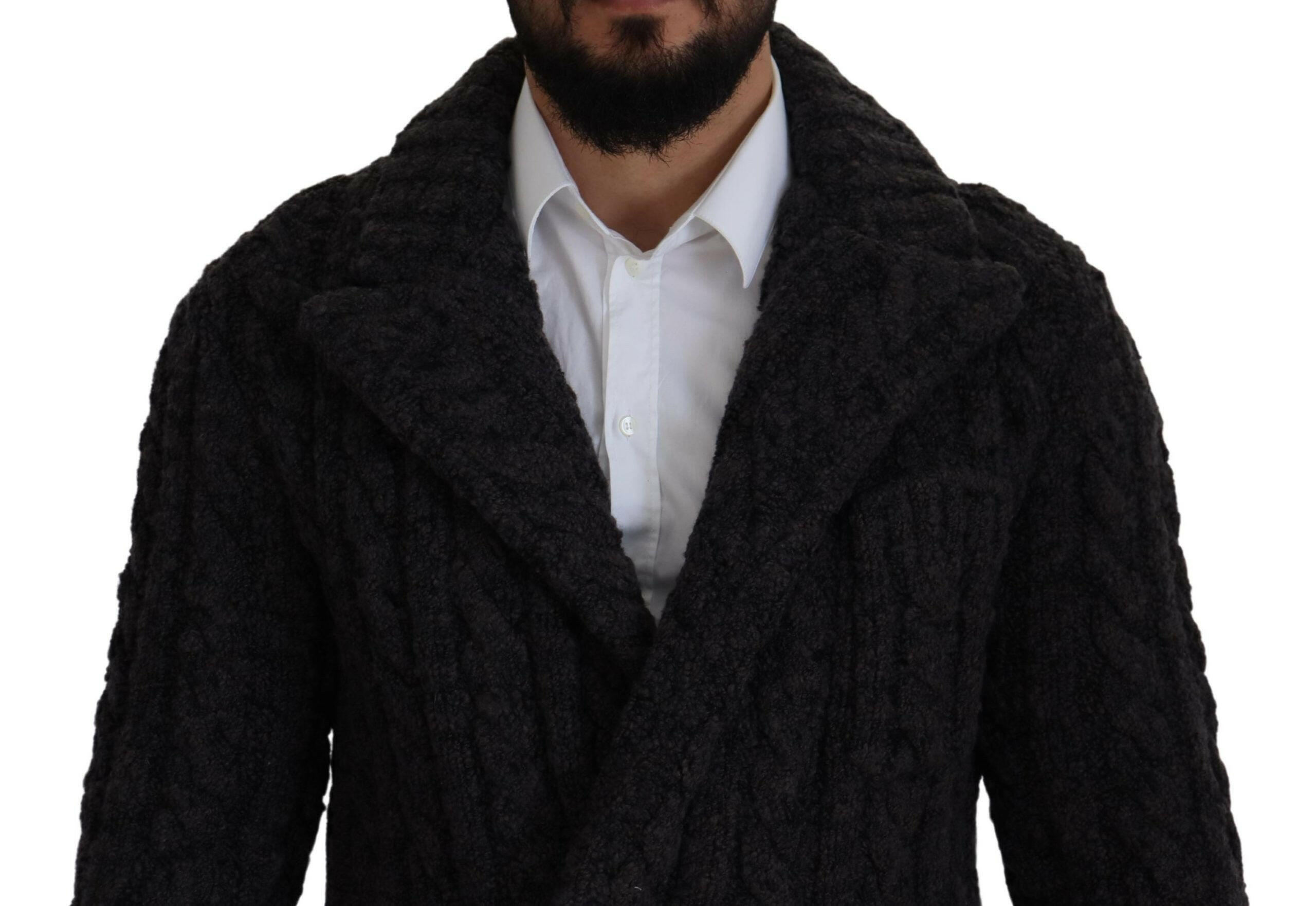 Dolce & Gabbana Black Wool Knit Double Breasted Coat Jacket -   -  Dolce & Gabbana.