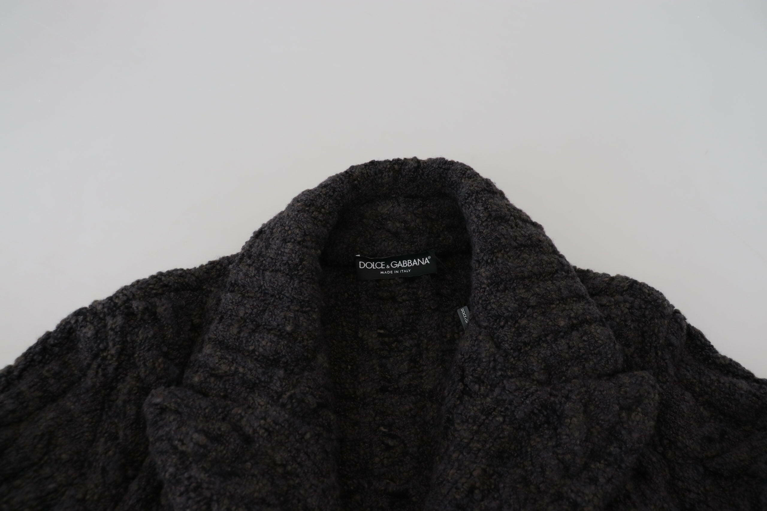Dolce & Gabbana Black Wool Knit Double Breasted Coat Jacket -   -  Dolce & Gabbana.