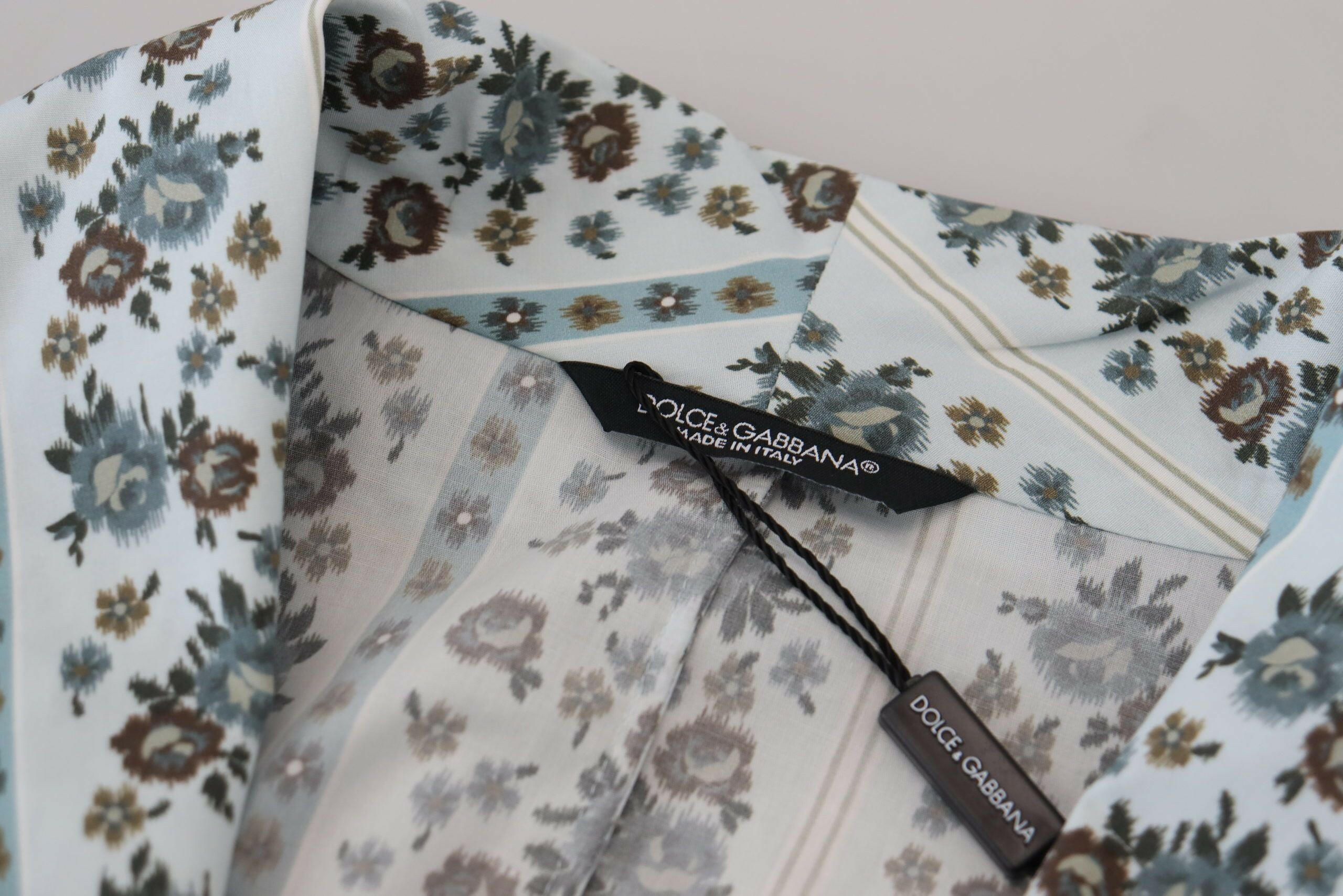 Dolce & Gabbana Blue Floral Cotton Robe Coat Jacket -   -  Dolce & Gabbana.