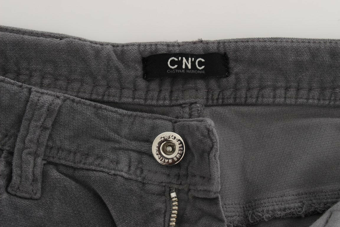 Costume National Gray Cotton Super Slim Corduroys Jeans -   -  Costume National.