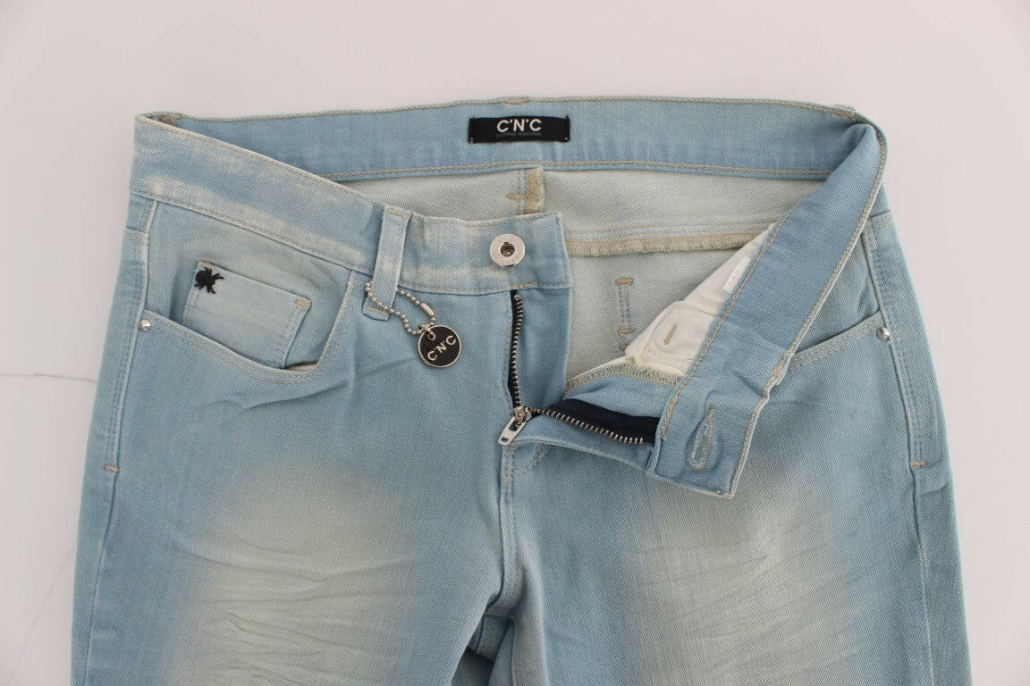 Costume National Blue Cotton Blend Super Slim Fit Jeans -   -  Costume National.