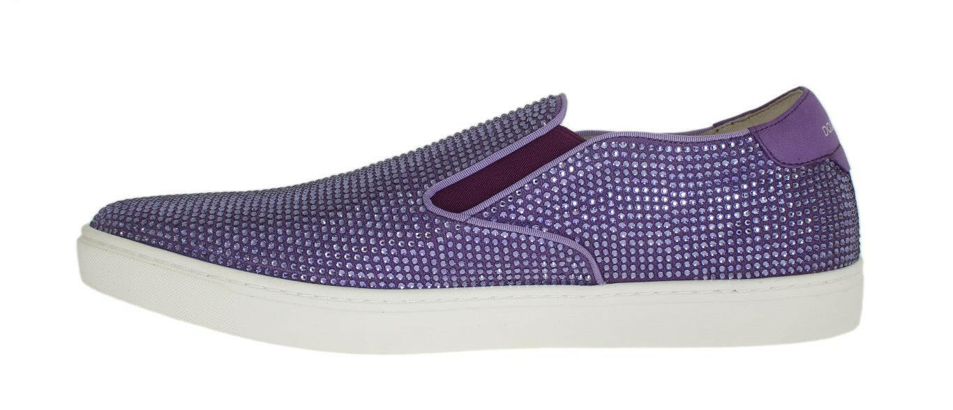 Dolce & Gabbana Purple Strass Canvas Logo Sneakers -   -  Dolce & Gabbana.
