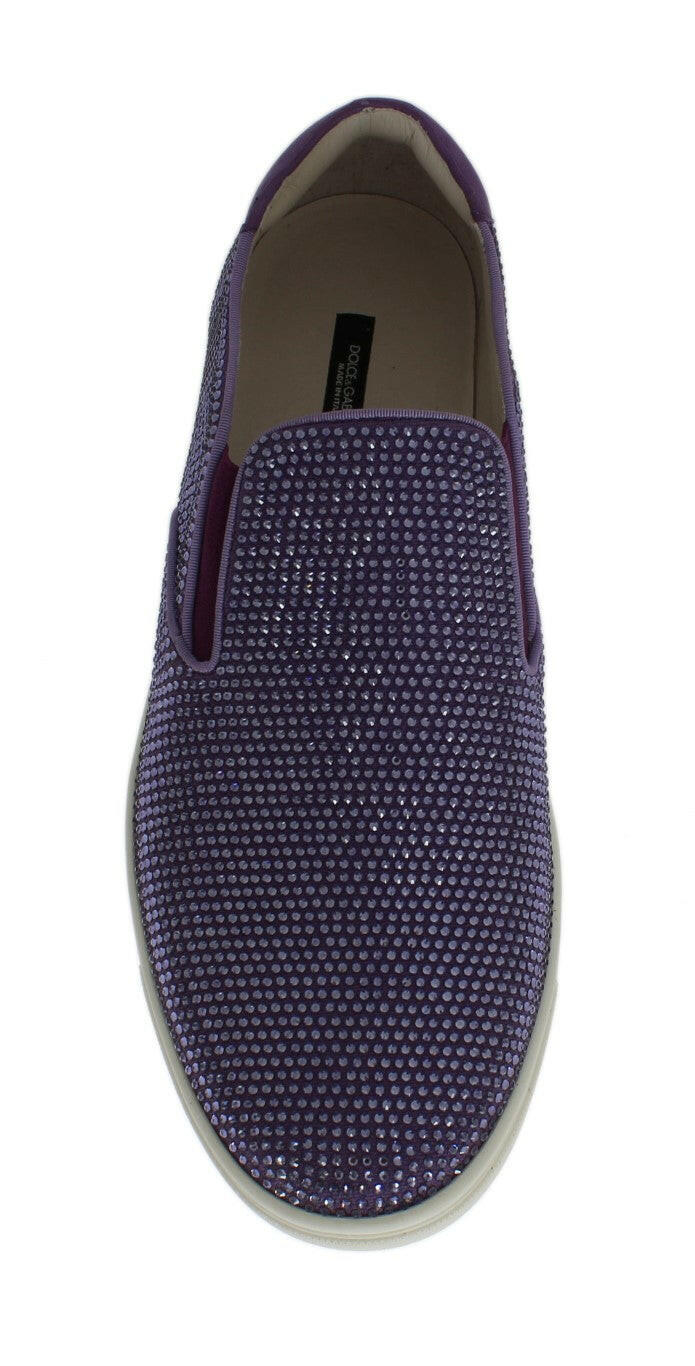 Dolce & Gabbana Purple Strass Canvas Logo Sneakers -   -  Dolce & Gabbana.