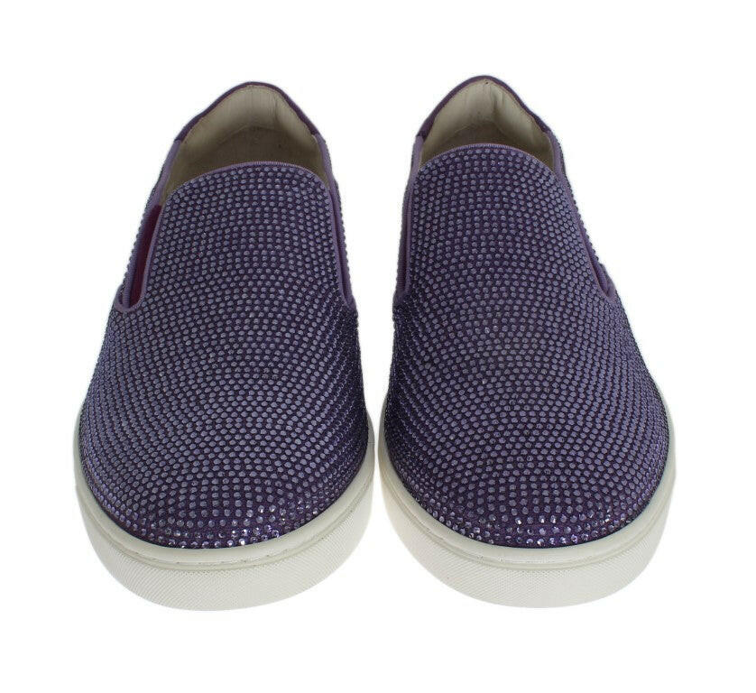 Dolce & Gabbana Purple Strass Canvas Logo Sneakers -   -  Dolce & Gabbana.