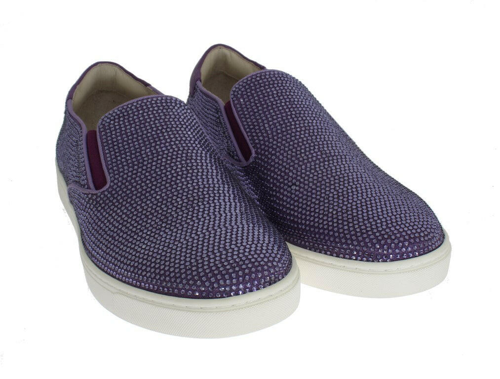 Dolce & Gabbana Purple Strass Canvas Logo Sneakers -   -  Dolce & Gabbana.