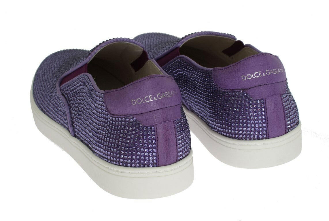 Dolce & Gabbana Purple Strass Canvas Logo Sneakers -   -  Dolce & Gabbana.