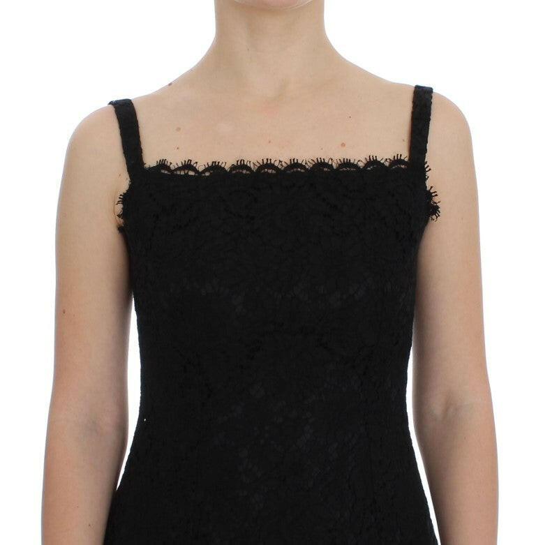 Dolce & Gabbana Black Floral Lace Shift Knee Length Dress -   -  Dolce & Gabbana.