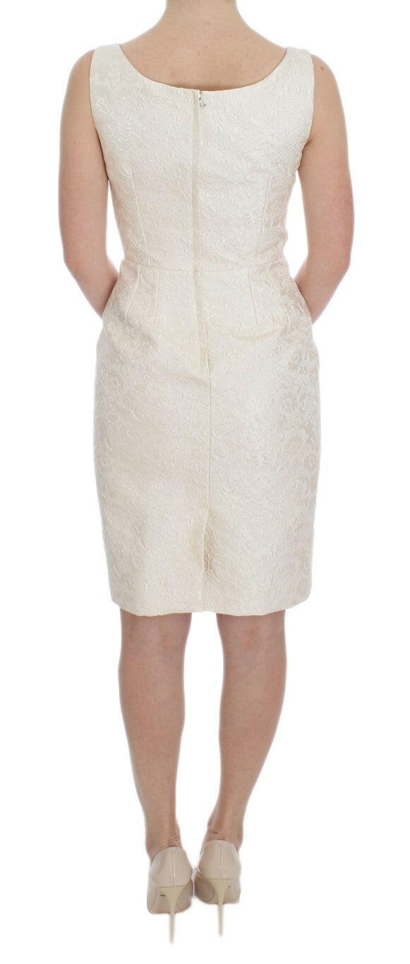 Dolce & Gabbana White Brocade Crystal Sheath Dress -   -  Dolce & Gabbana.