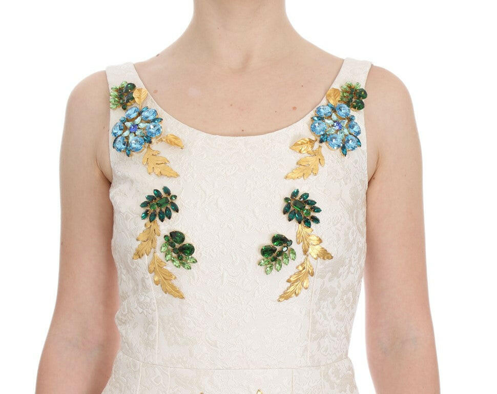 Dolce & Gabbana White Brocade Crystal Sheath Dress -   -  Dolce & Gabbana.