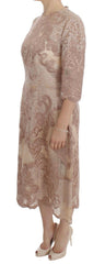 Dolce & Gabbana Pink Silk Lace Ricamo Shift Gown Dress -   -  Dolce & Gabbana.