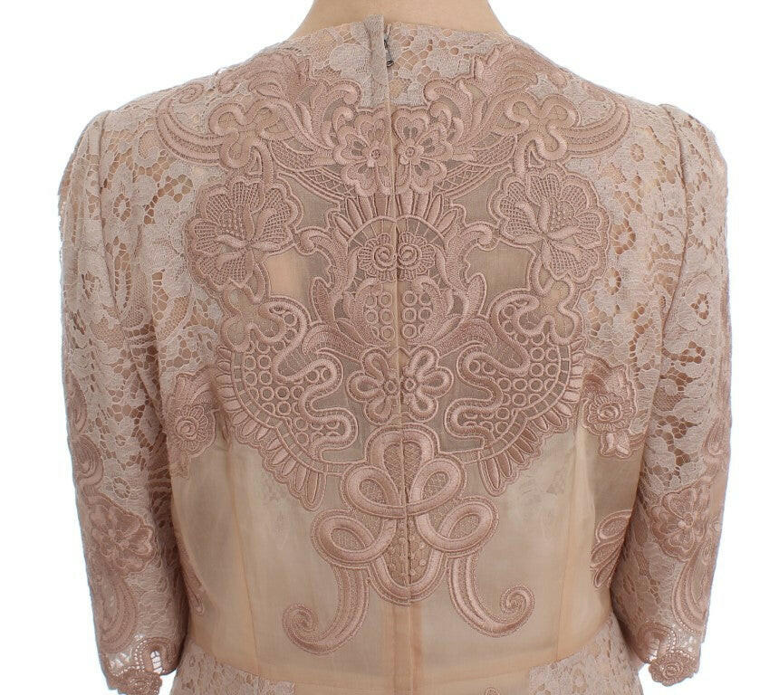 Dolce & Gabbana Pink Silk Lace Ricamo Shift Gown Dress -   -  Dolce & Gabbana.