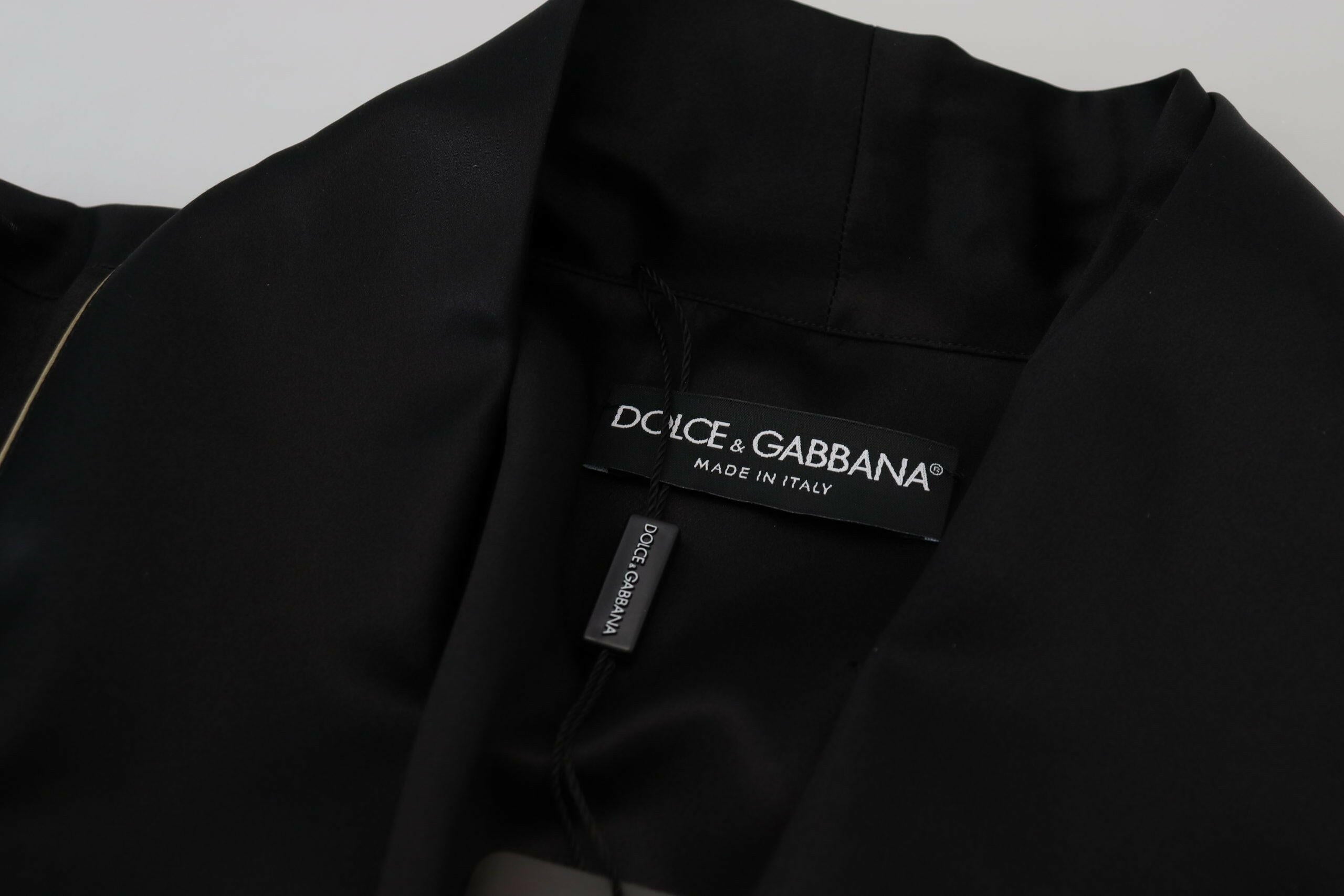 Dolce & Gabbana Black 100% Silk Robe Coat Wrap  Jacket -   -  Dolce & Gabbana.