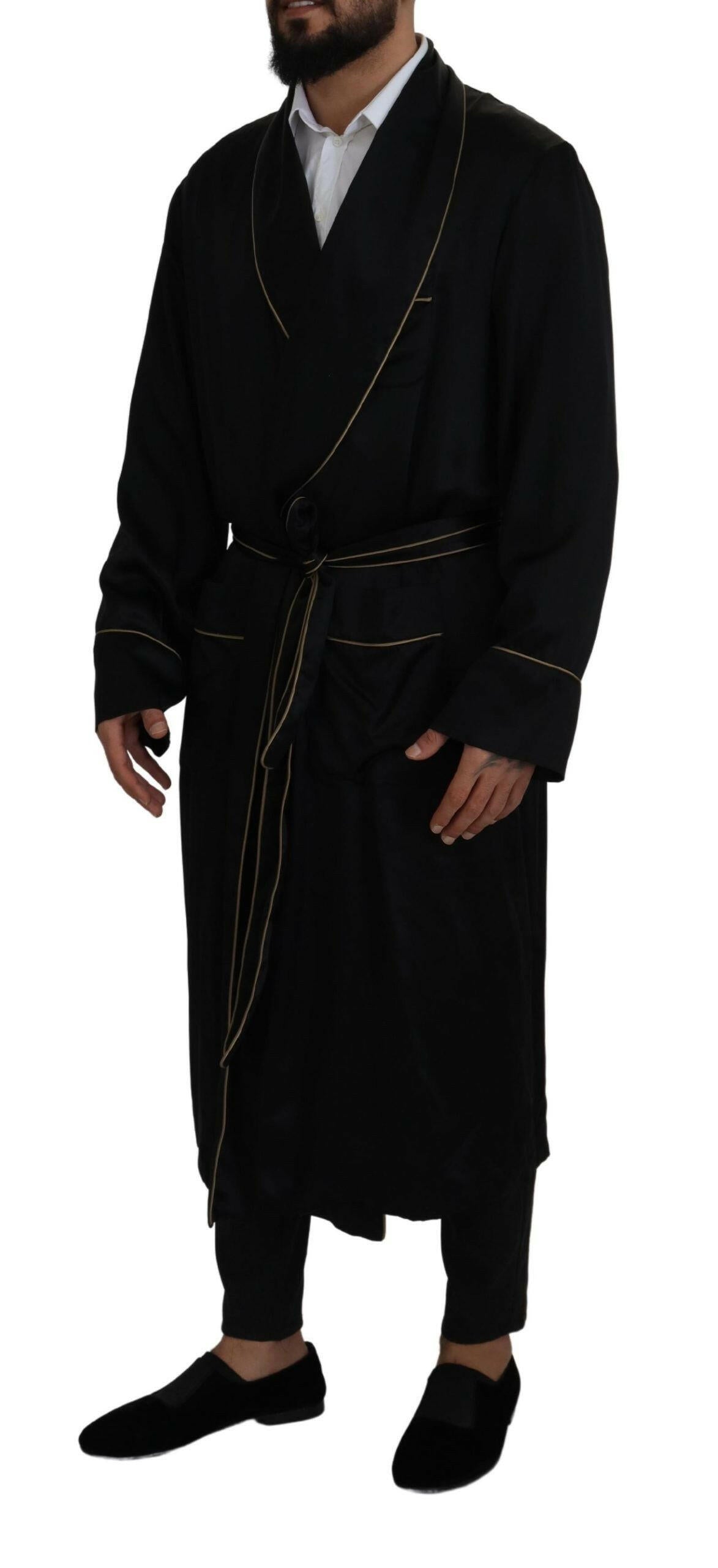 Dolce & Gabbana Black 100% Silk Robe Coat Wrap  Jacket -   -  Dolce & Gabbana.