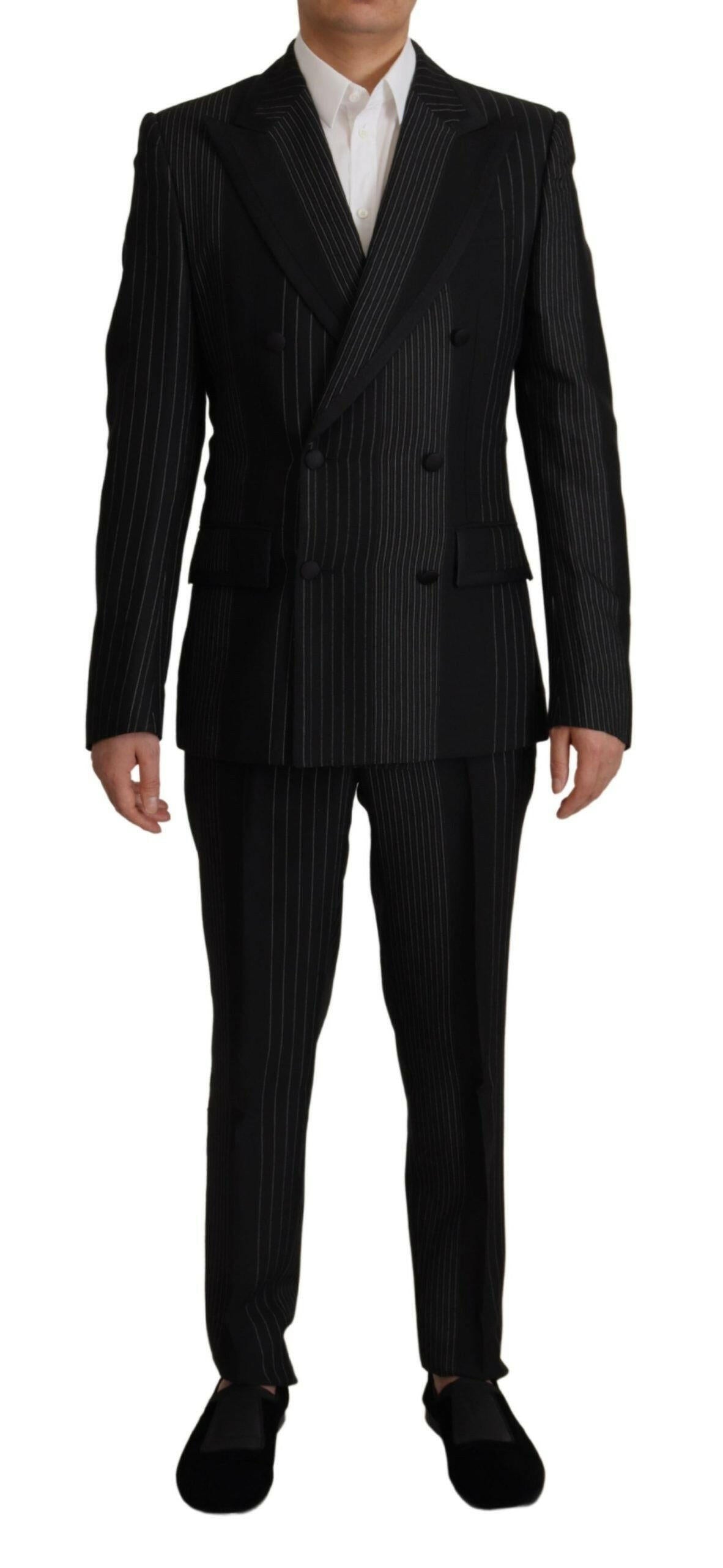 Dolce & Gabbana Black Stripes Rayon Formal 2 Piece Suit -   -  Dolce & Gabbana.