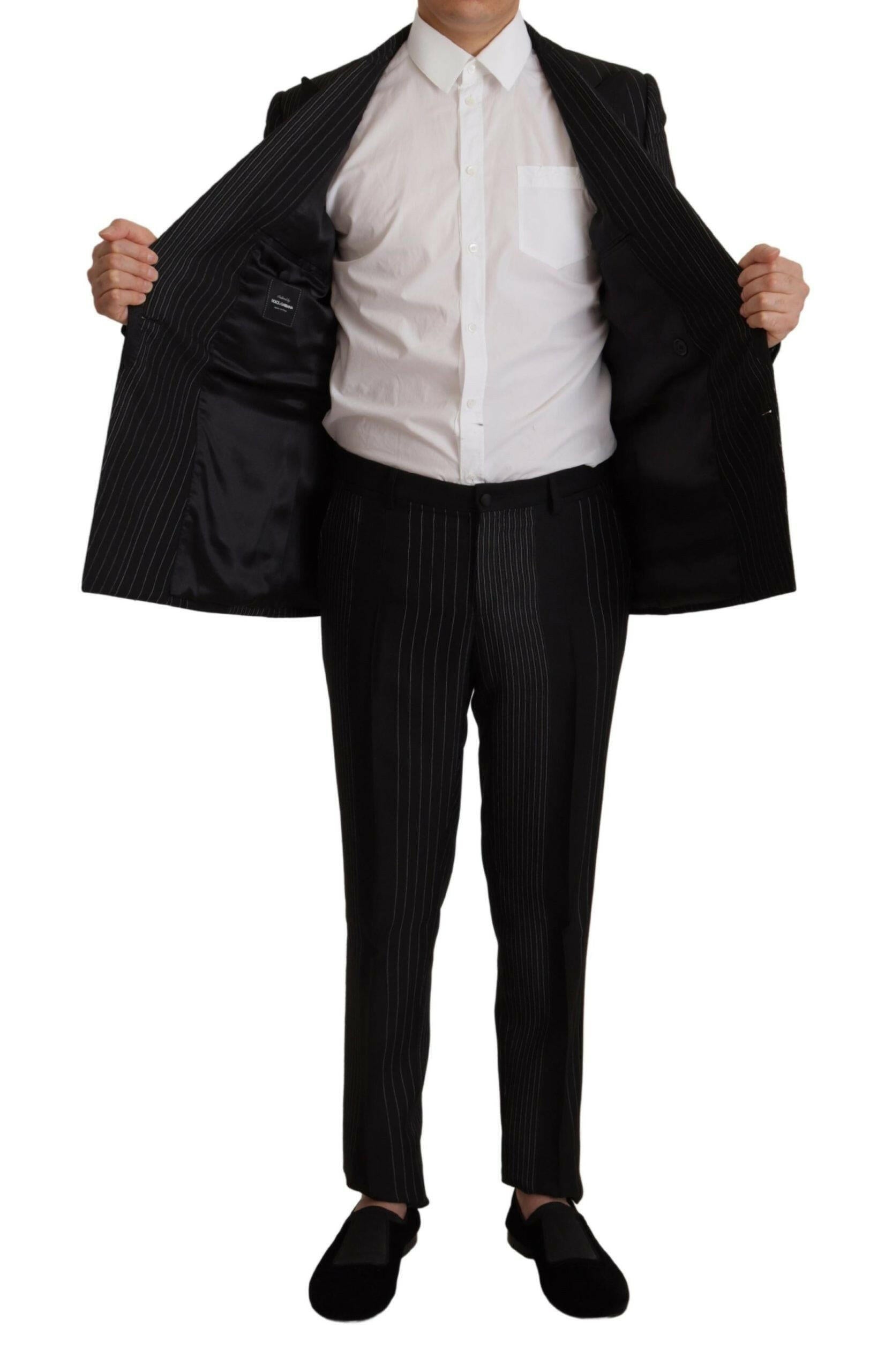 Dolce & Gabbana Black Stripes Rayon Formal 2 Piece Suit -   -  Dolce & Gabbana.