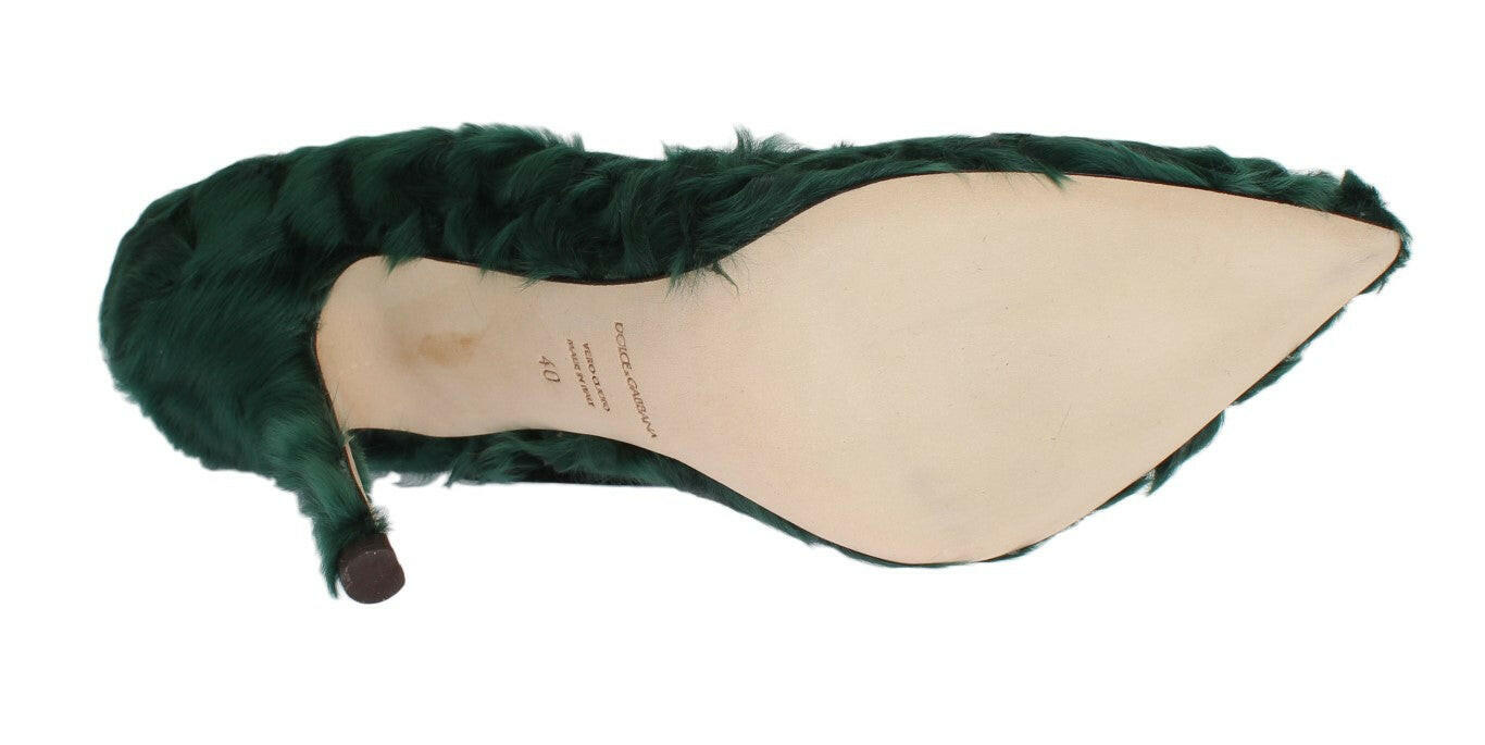 Dolce & Gabbana Green Xiangao Lamb Fur Leather Pumps -   -  Dolce & Gabbana.