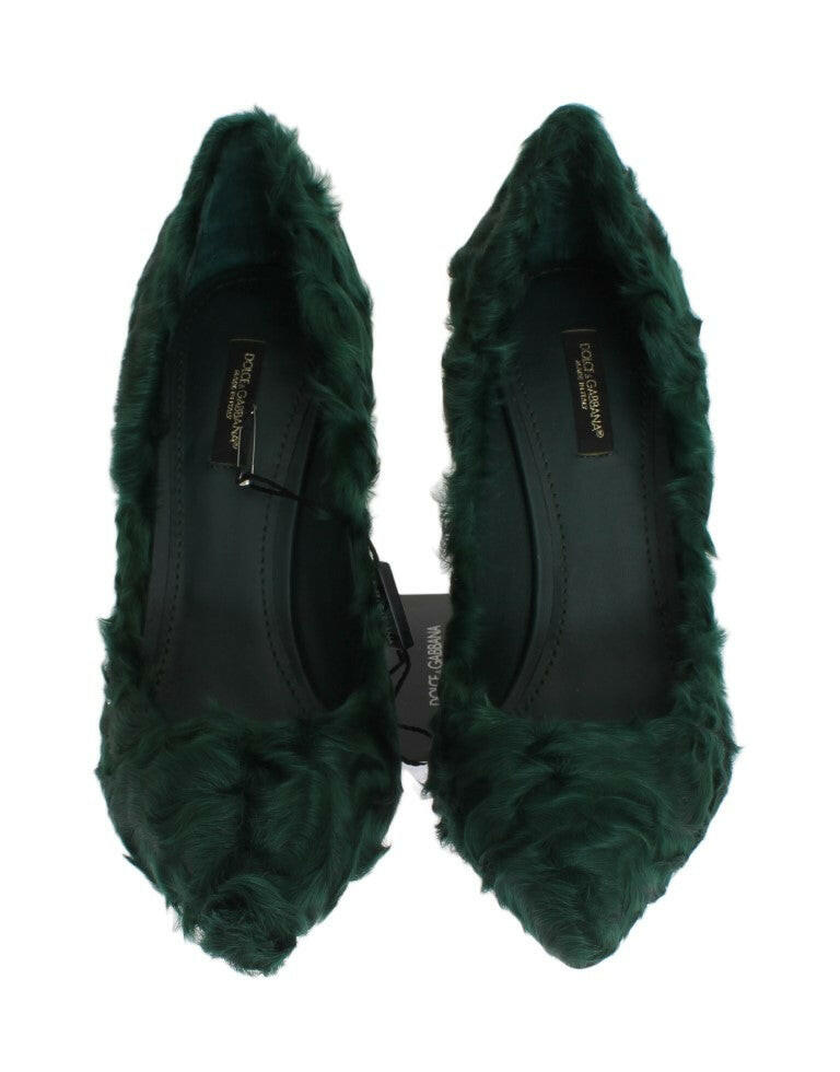 Dolce & Gabbana Green Xiangao Lamb Fur Leather Pumps -   -  Dolce & Gabbana.