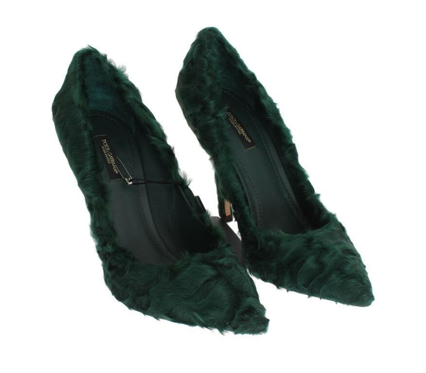 Dolce & Gabbana Green Xiangao Lamb Fur Leather Pumps -   -  Dolce & Gabbana.