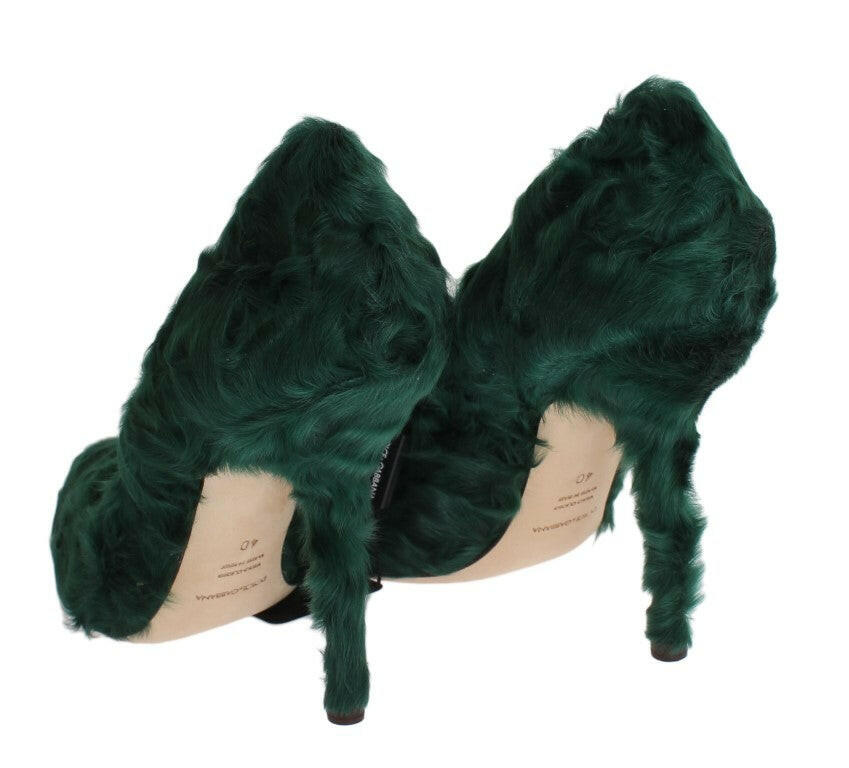 Dolce & Gabbana Green Xiangao Lamb Fur Leather Pumps -   -  Dolce & Gabbana.