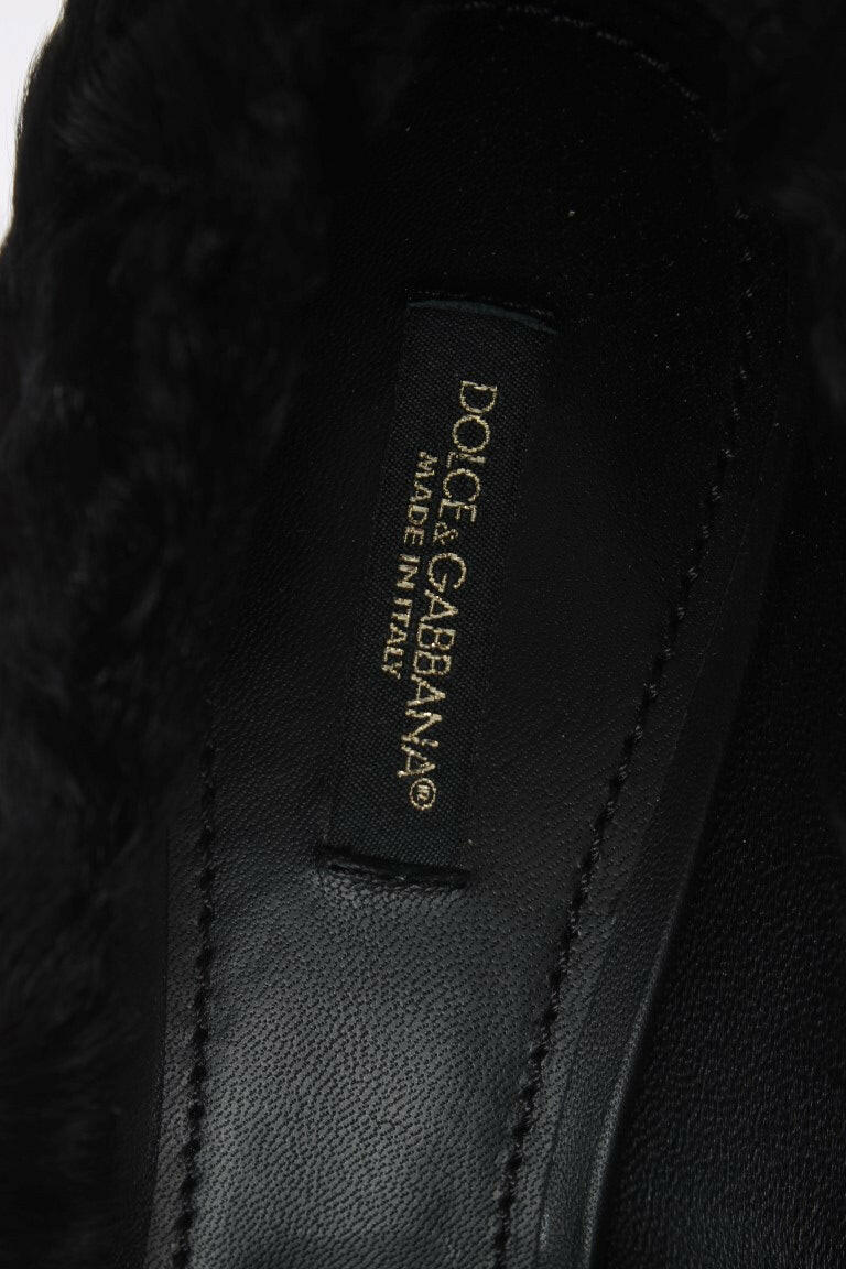 Dolce & Gabbana Black Xiangao Lamb Fur Leather Pumps -   -  Dolce & Gabbana.