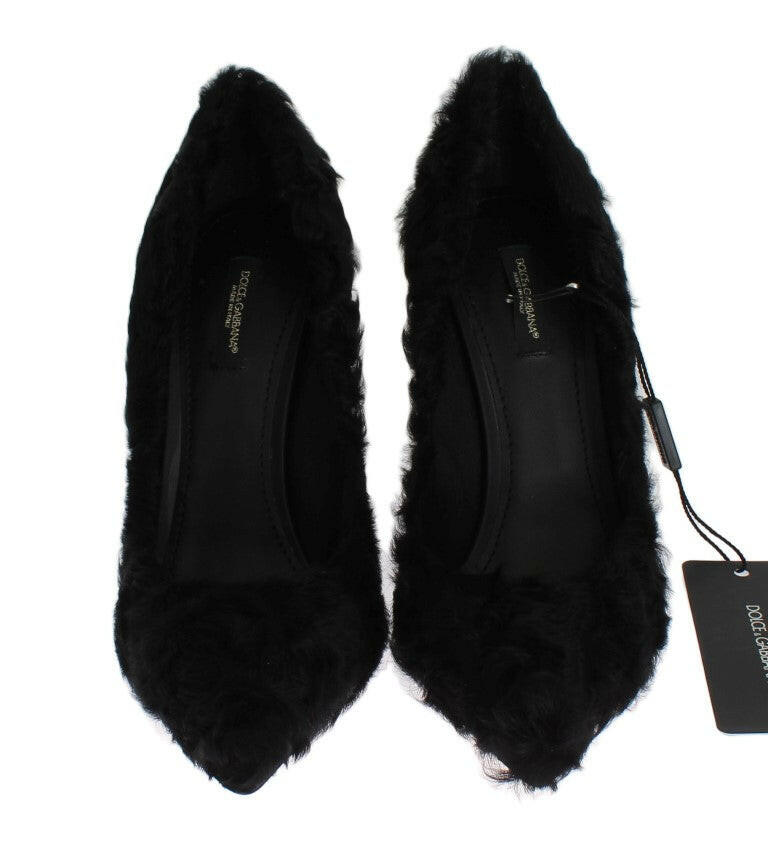 Dolce & Gabbana Black Xiangao Lamb Fur Leather Pumps -   -  Dolce & Gabbana.