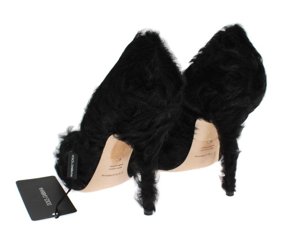 Dolce & Gabbana Black Xiangao Lamb Fur Leather Pumps -   -  Dolce & Gabbana.