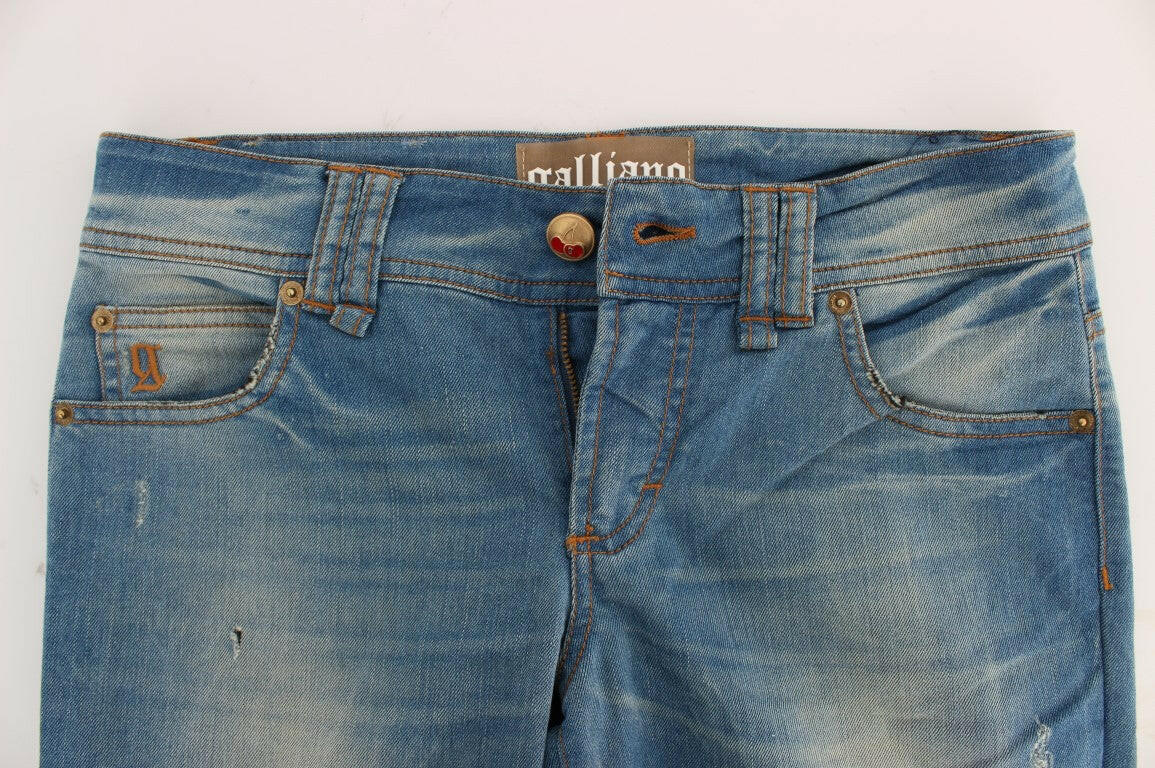 John Galliano Blue Wash Cotton Blend Slim Fit Jeans -   -  John Galliano.