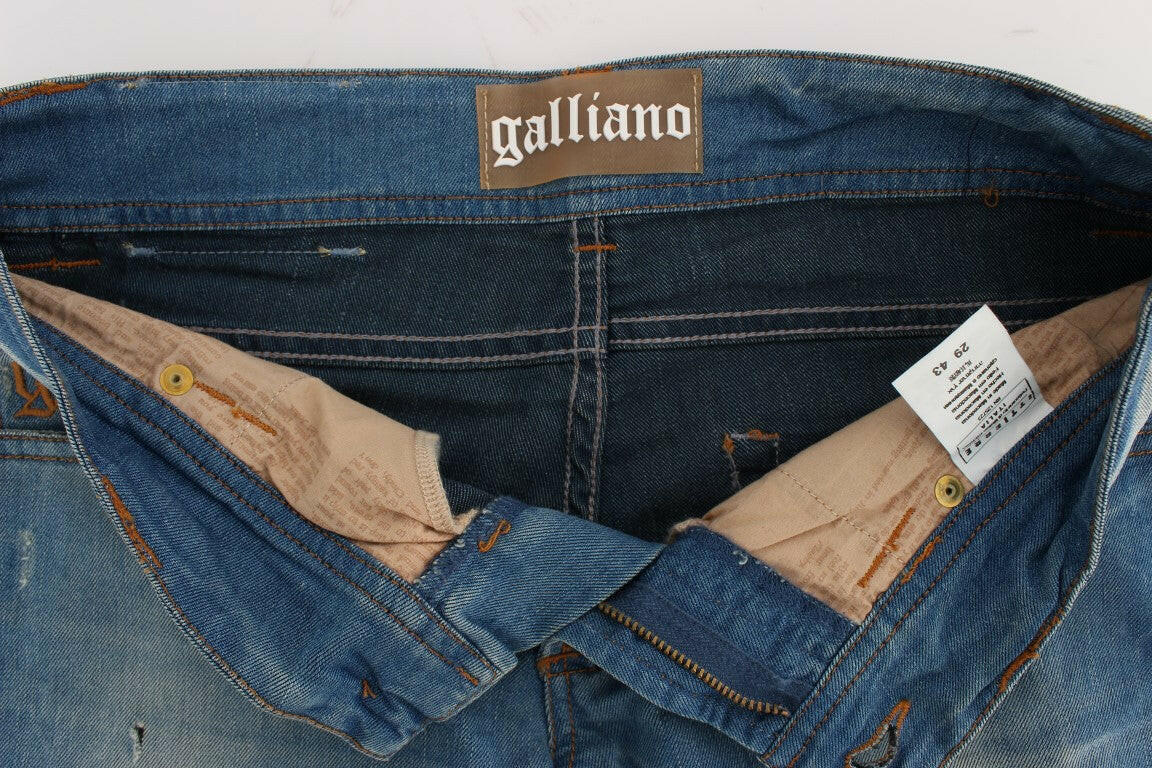 John Galliano Blue Wash Cotton Blend Slim Fit Jeans -   -  John Galliano.