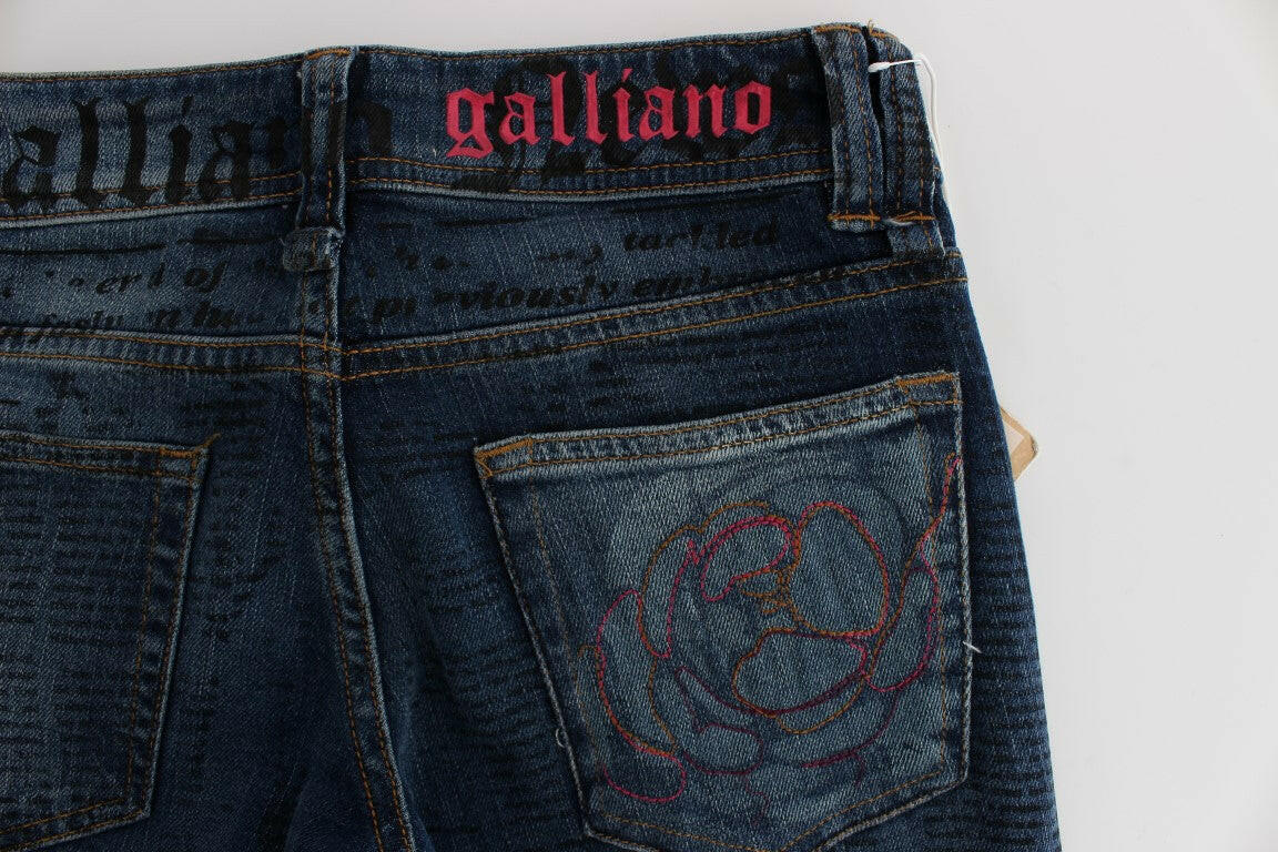 John Galliano Blue Wash Cotton Blend Slim Fit Bootcut Jeans -   -  John Galliano.