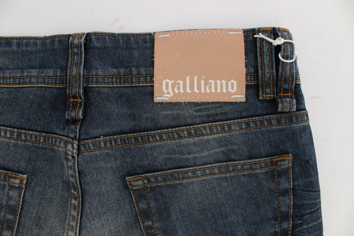 John Galliano Blue Wash Cotton Blend Slim Fit Jeans -   -  John Galliano.